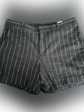 Banana Republic Black Pinstripe High-Rise Tailored Shorts